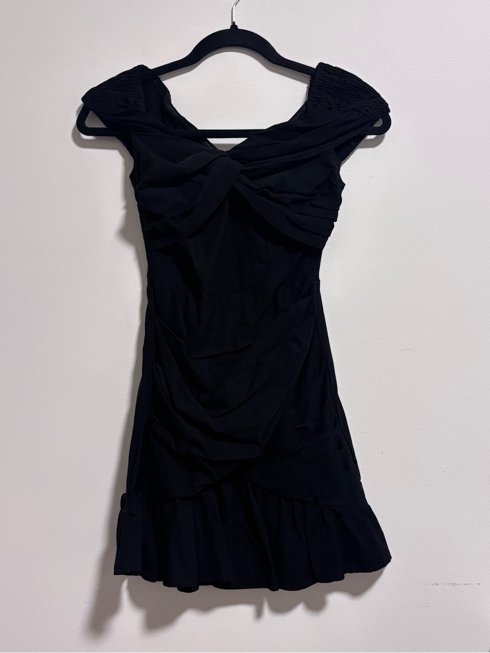 PRETTYLITTLETHING Twist Front Frill Hem Mini Dress